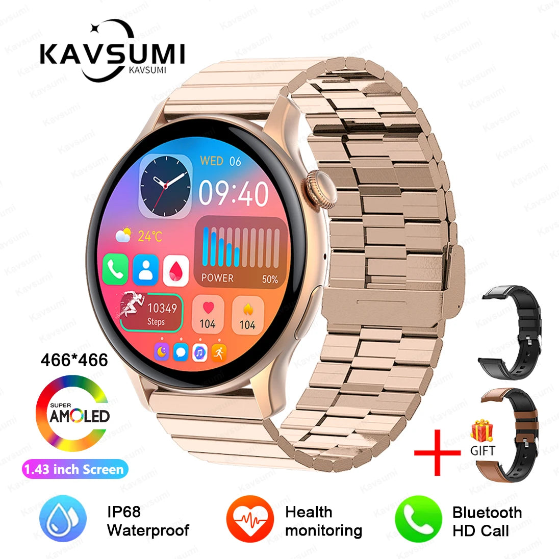 CH.KOUROSH 2024 NFC Smart Watch Women 466*466 Screen GPS Track Sport Watches Women Health Monitoring Voice Bluetooth Call Smartwatch Ladies