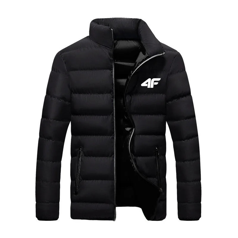 Men’s Autumn & Winter Jacket - Stylish Monochrome Design for Cold Weather