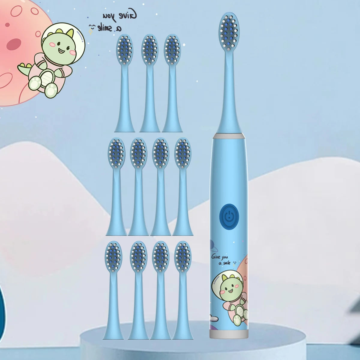 Children's Electric Toothbrush Color Cartoon Space Series Children's Soft Hair Cleaning Brush (Battery Not Included)