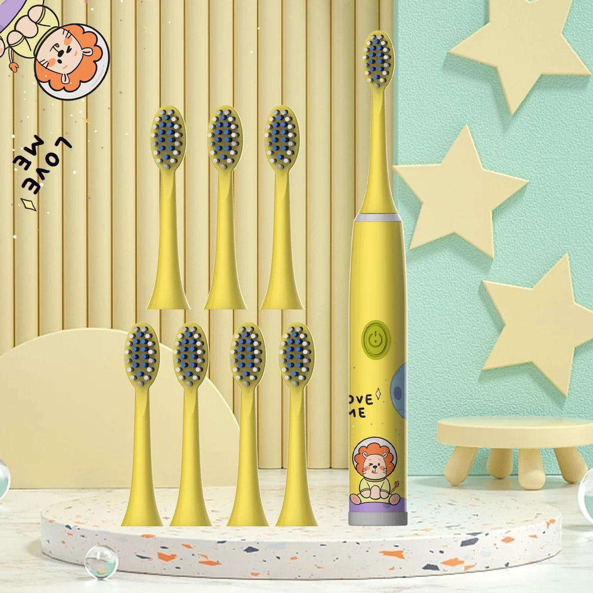 Children's Electric Toothbrush Color Cartoon Space Series Children's Soft Hair Cleaning Brush (Battery Not Included)