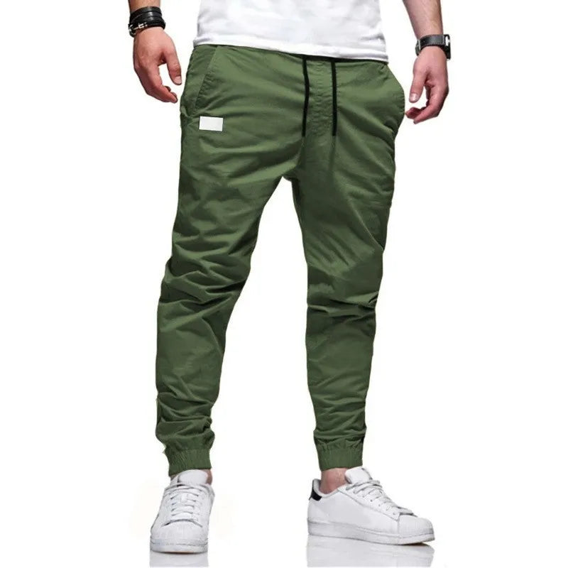 2024Woven fabric new hot selling solid color casual stock ordinary youth long pants mid waist casual pants