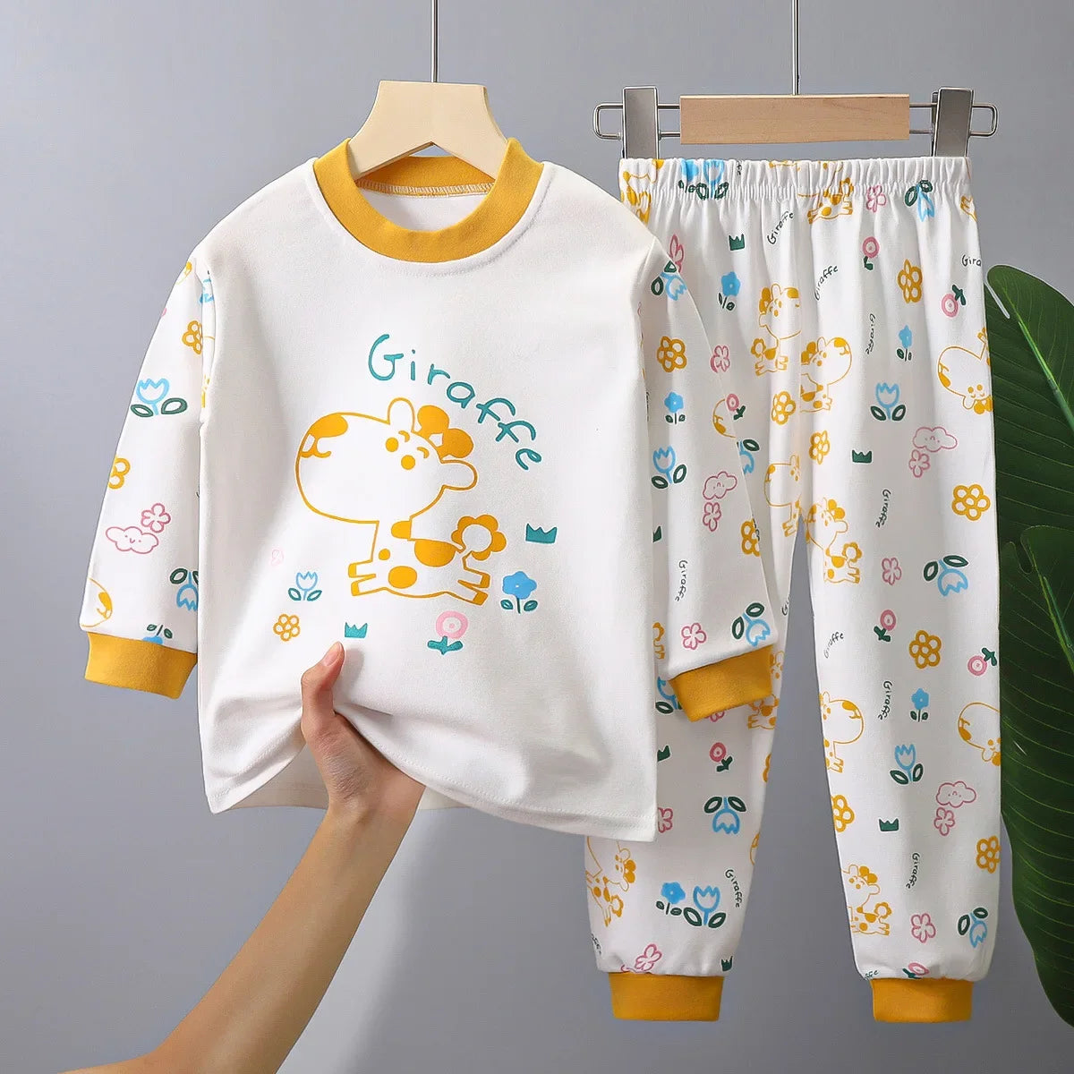 2023 New Kids Boys Girls Pajama Sets Cartoon Print Long Sleeve Cute T-Shirt Tops with Pants Toddler Baby Autumn Sleeping Clothes