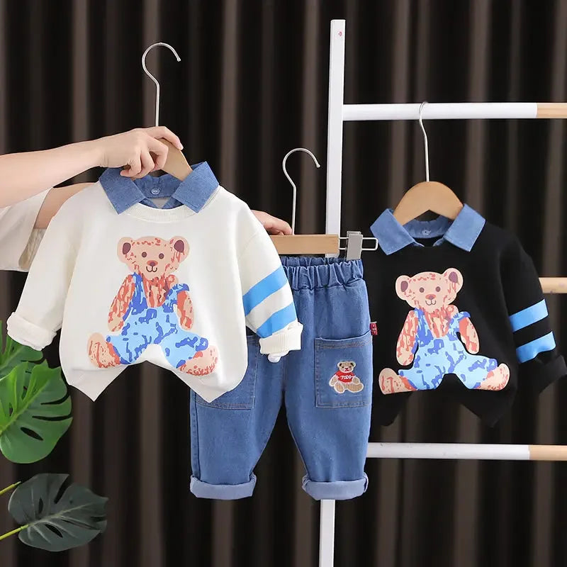 CH.KOUROSH- New Autumn Children Boys Girls Clothing Cotton Long Sleeve Cartoon Bear Suit Kids Clothes Tracksuit Kids T-Shirt Pants 2Pcs/set