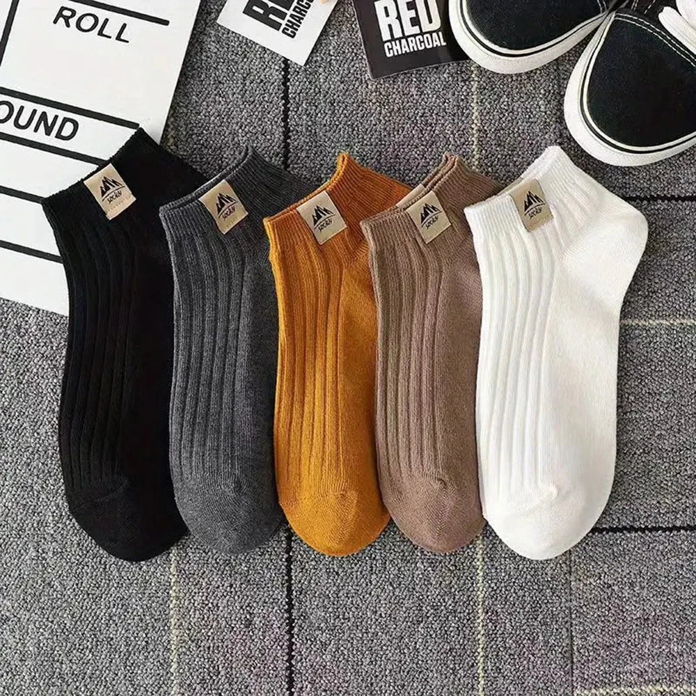 5/10/20/30 Pairs Men Short Socks Fashionable Stripes Sports Style Sweat Absorbing Breathable Soft Comfortable Casual Ankle Socks