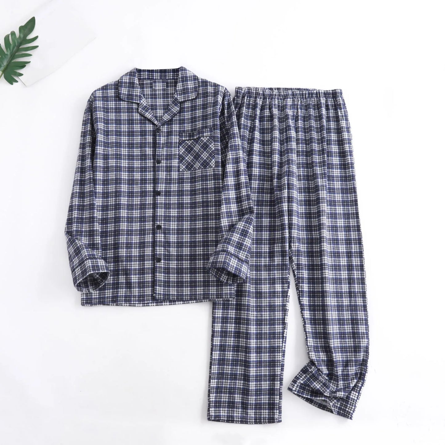 Men's Home Suits Plaid Multi Colors Warm Flannel Long-Sleeved Trousers Pajamas Spring And Autumn Homewear Sleepwear Sets