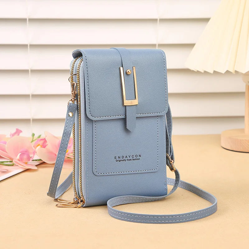 Transparent touch screen mobile phone bag mini flap crossbody bag fashion handbag suitable for Apple Samsung Xiaomi mobile phone