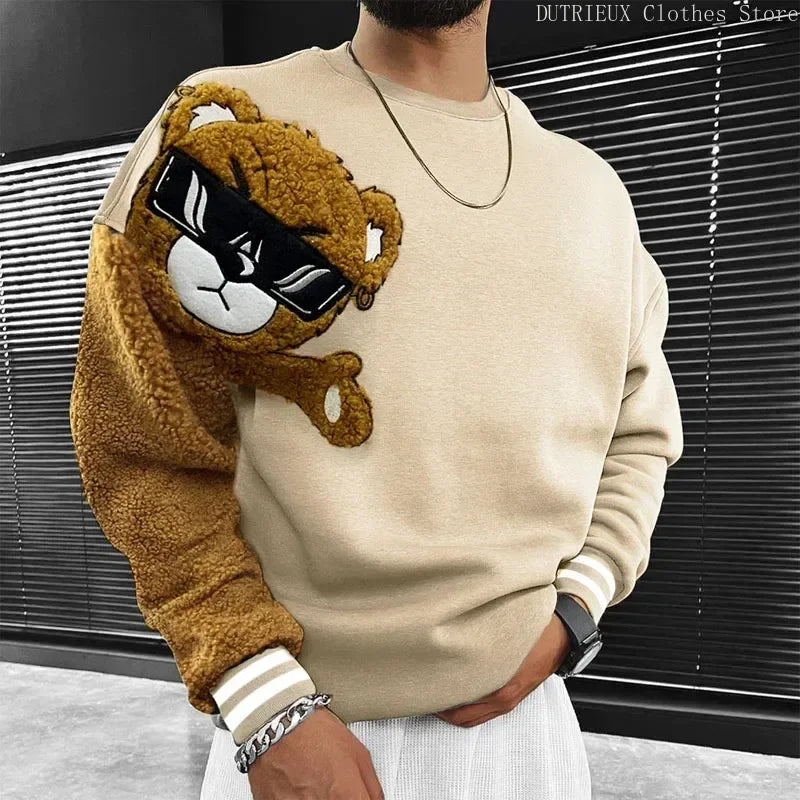 CH.Kourosh
Super Loose Teddy Bear Men's Hoodie Top Fashion Personality Color Matching Hoodie T-shirt Autumn / Winter Pullover Youth Hoodie.