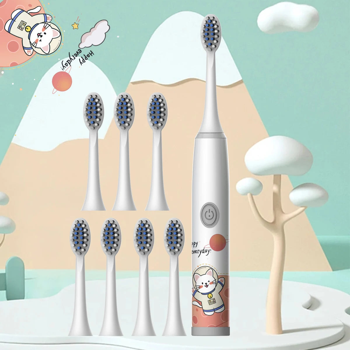 Children's Electric Toothbrush Color Cartoon Space Series Children's Soft Hair Cleaning Brush (Battery Not Included)