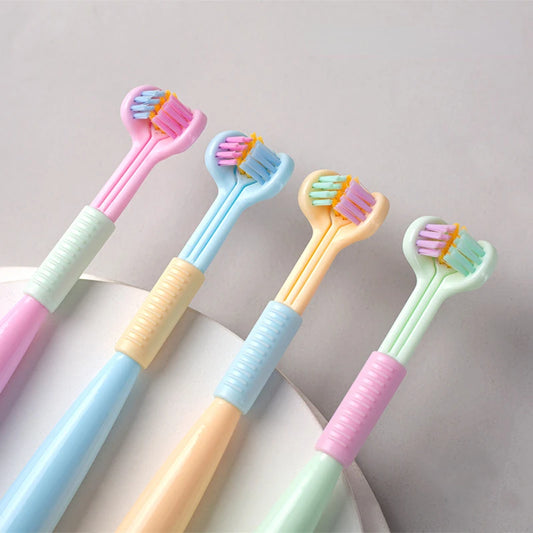 CH.KOUROSH Baby Oral Health Care Kids 360° Clean Tooth Teeth Clean Brush Three Side Candy Color Soft Toothbrush Children Dental Care 3-12Y