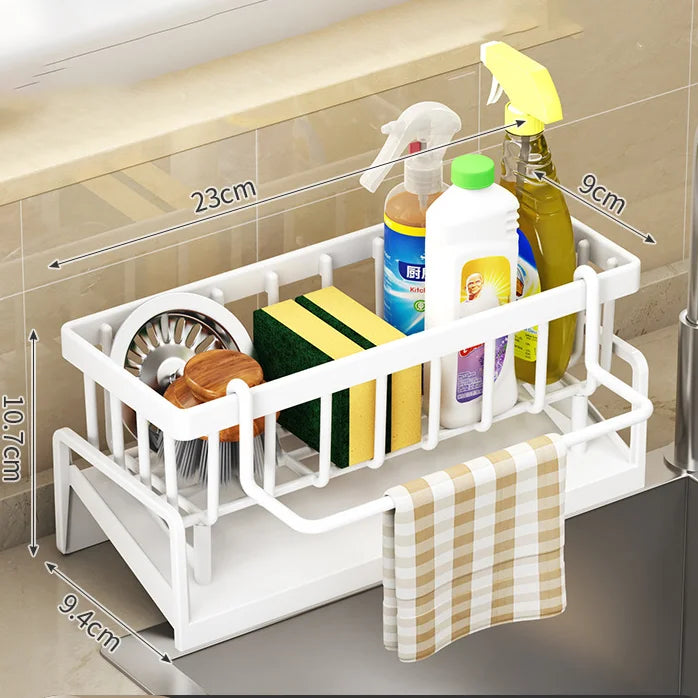 Kitchen Shelf Rag Storage Drainage Shelf No-Punch Storage Rack Home Spice Rack Sink Tap Sink Drainage Rack Kitchen Accessories