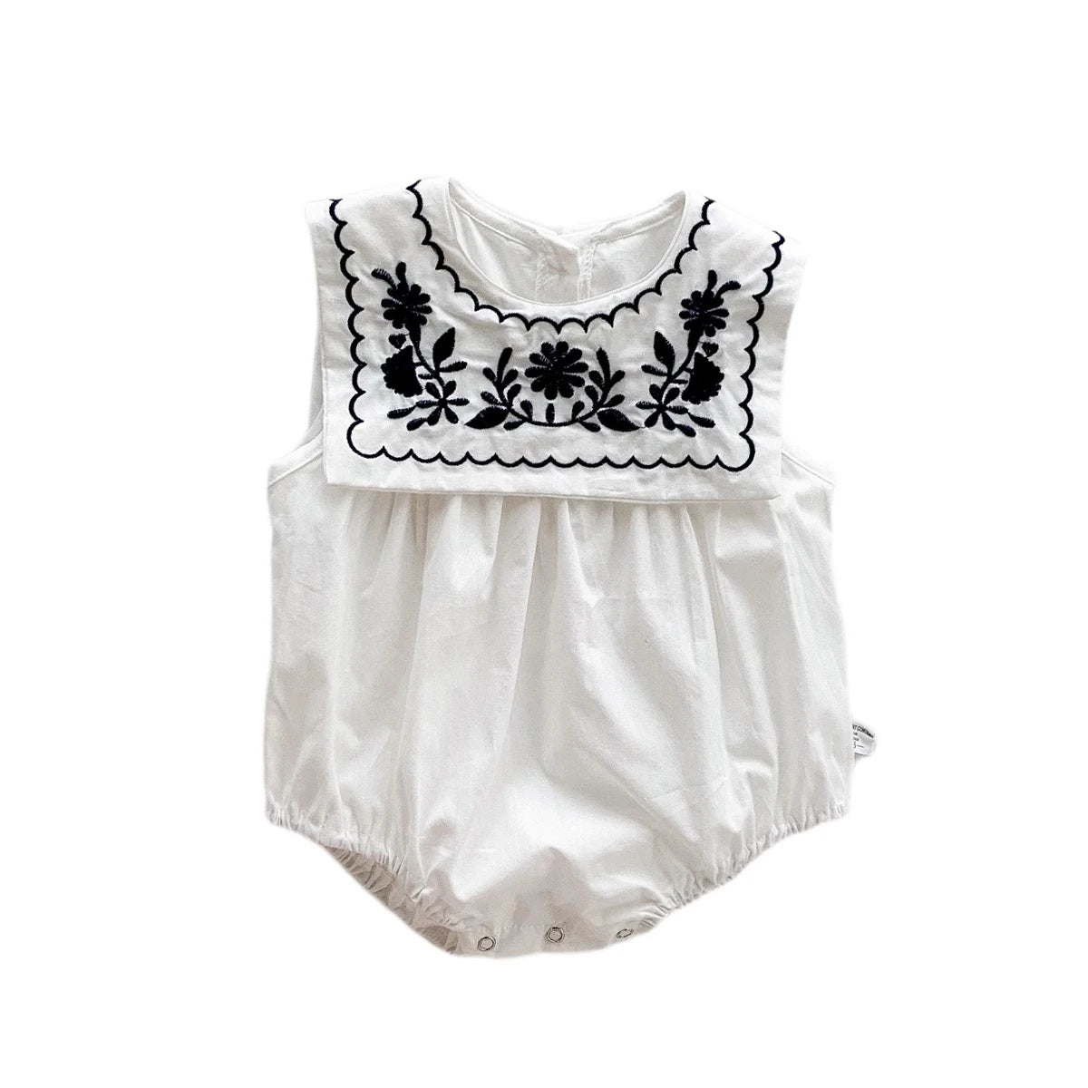 Embroidered Collar Baby Sleeveless Onesies For Girls One Piece Romper Summer Clothes