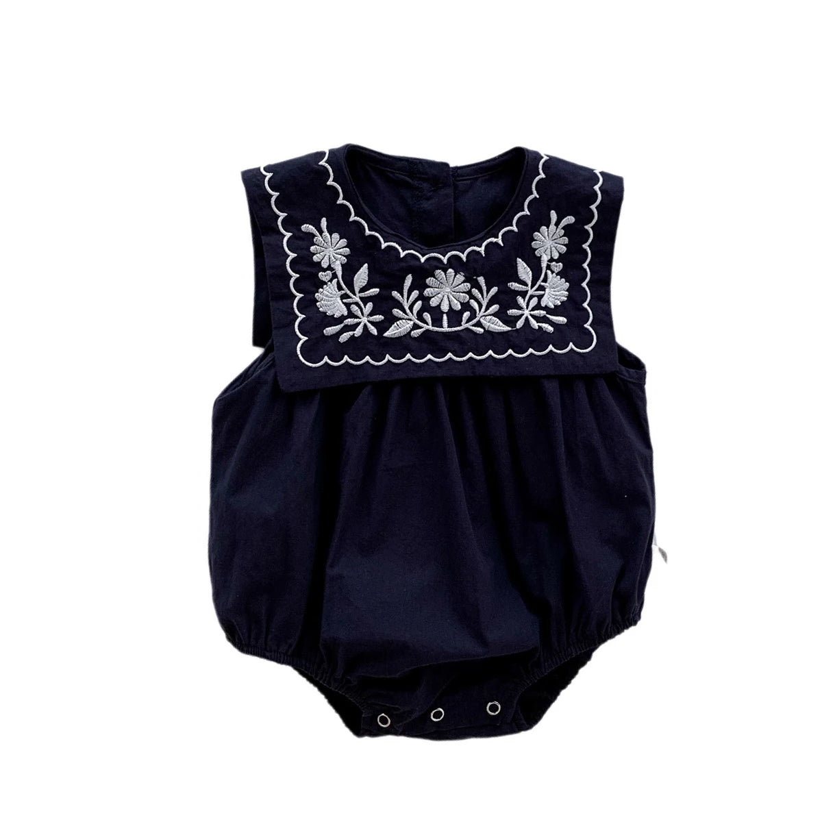 Embroidered Collar Baby Sleeveless Onesies For Girls One Piece Romper Summer Clothes