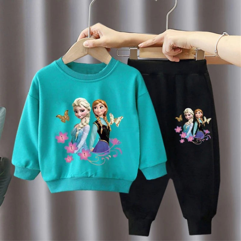 CH.KOUROSH Autumn New Elsa Princess Sweatshirt and Sweatpant 2pcs Set for Children Clothing Sets Girls Pullover Two Piece Suit Tracksuit