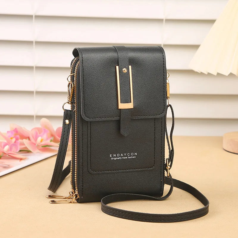 Transparent touch screen mobile phone bag mini flap crossbody bag fashion handbag suitable for Apple Samsung Xiaomi mobile phone