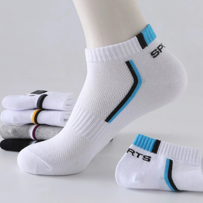 5/10/20/30 Pairs Men Short Socks Fashionable Stripes Sports Style Sweat Absorbing Breathable Soft Comfortable Casual Ankle Socks