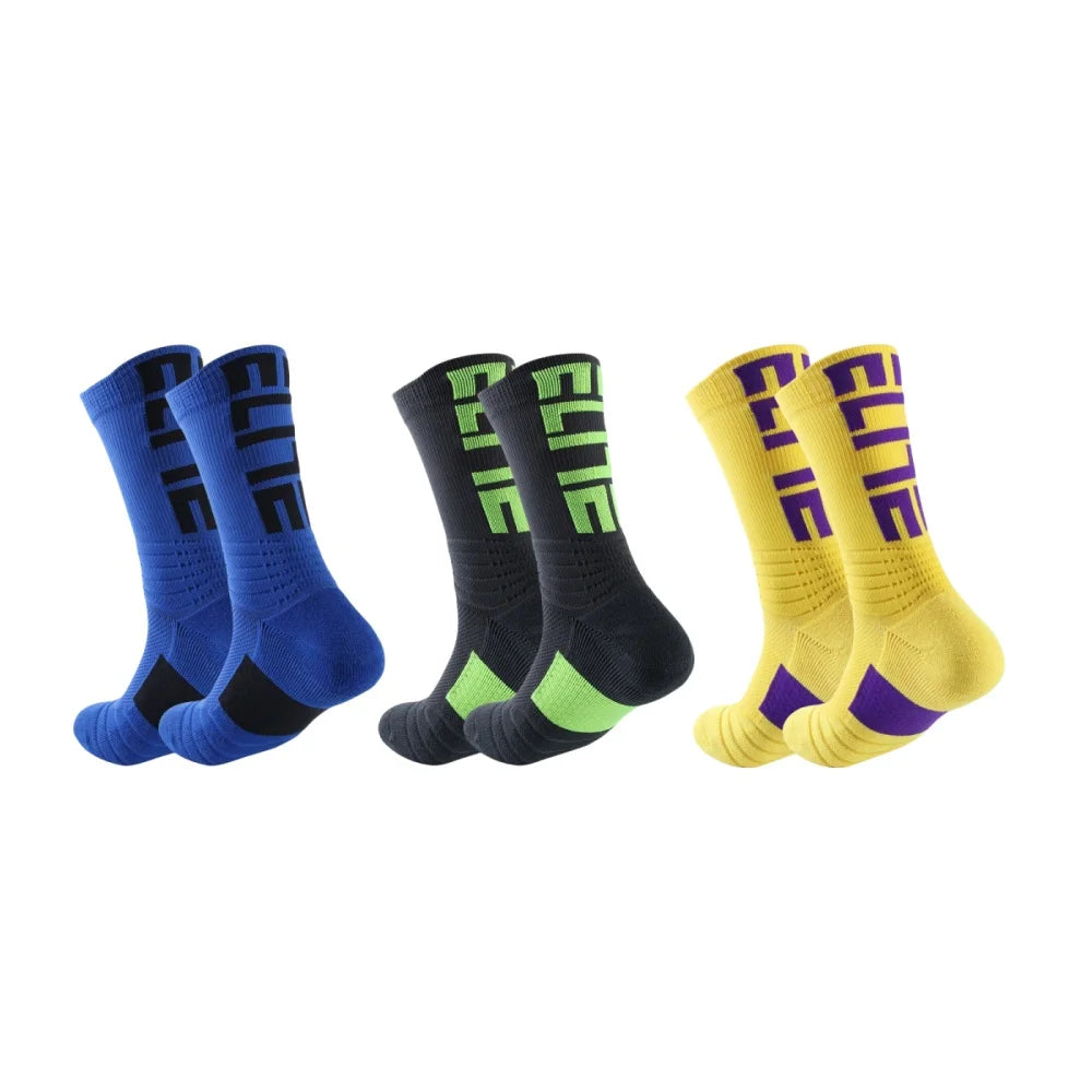 3 pairs of men's elite socks, basketball socks, looped thickened anti slip football socks, sports socks, trendy socks, and middl