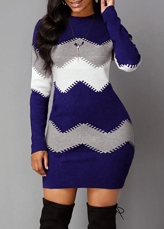 CH.KOUROSH’ Women’s Woolen Striped Pullover Dress