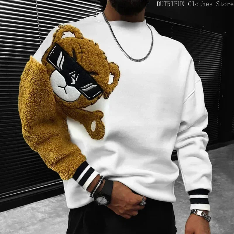 CH.Kourosh
Super Loose Teddy Bear Men's Hoodie Top Fashion Personality Color Matching Hoodie T-shirt Autumn / Winter Pullover Youth Hoodie.