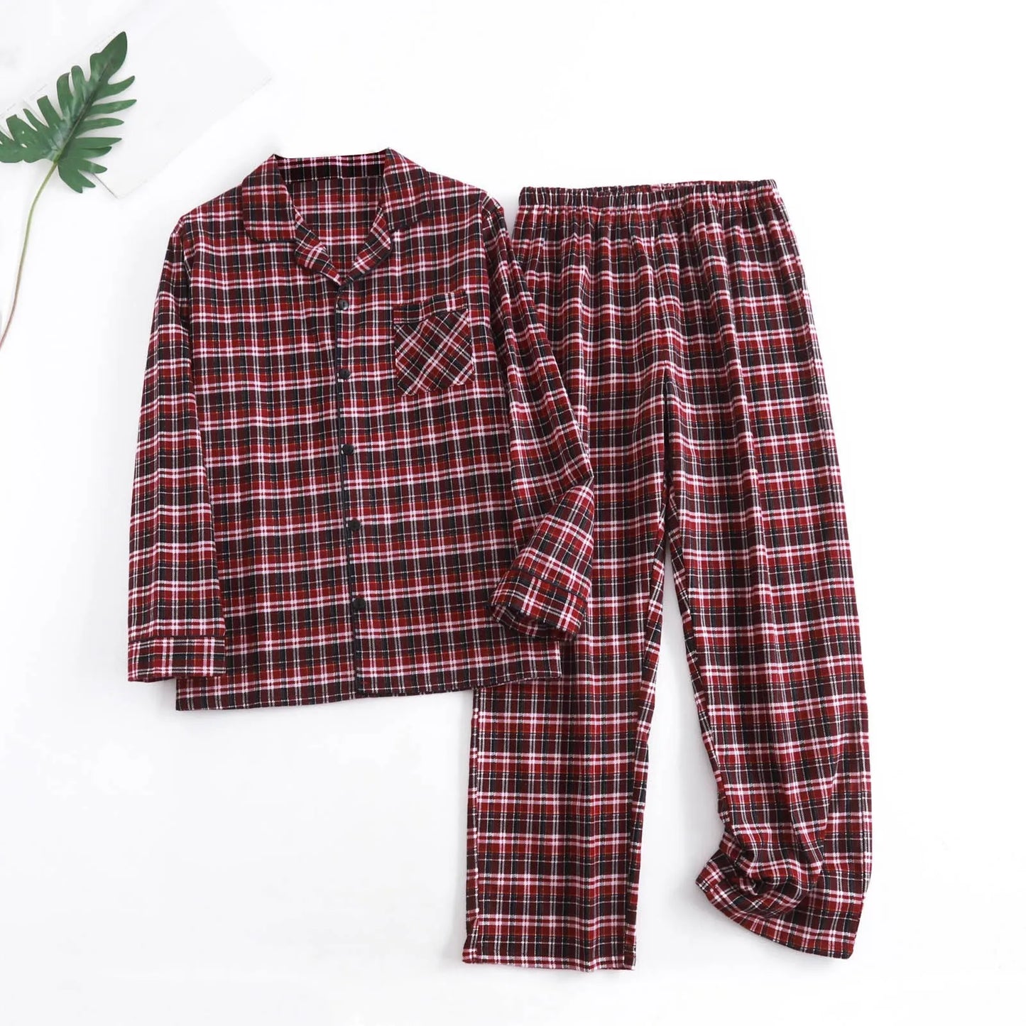 Men's Home Suits Plaid Multi Colors Warm Flannel Long-Sleeved Trousers Pajamas Spring And Autumn Homewear Sleepwear Sets