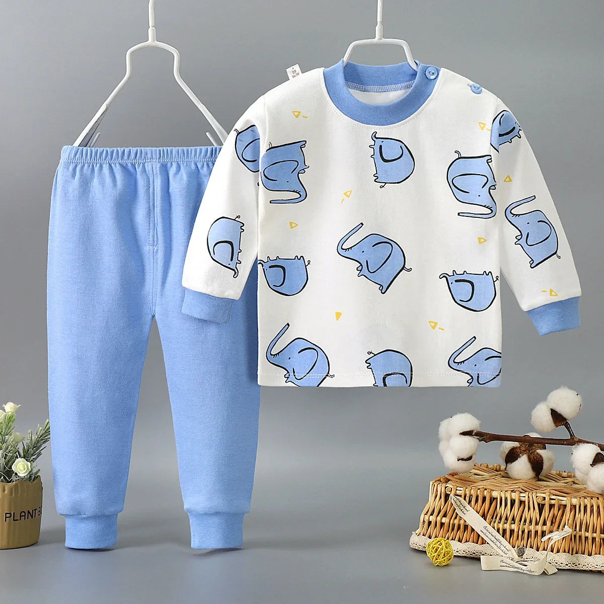 Cartoon Pajamas Suits Children's Baby Boys Girls Spring Autumn Sleepwear Home Clothes Cotton Autumn Long Trousers Kids Pijamas