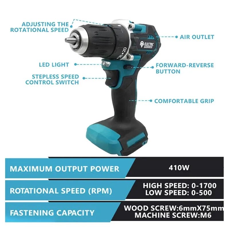 DDF487 Cordless Driver Drill 18V LXT Brushless Motor Electric Screwdriver Power Tool Suitable for Makita 18V Battery