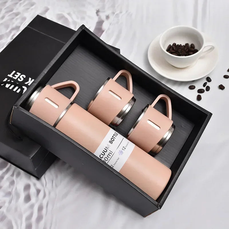 CH.KOUROSH 500ML Stainless Steel Vacuum Flask Gift Set Outdoor Hot Water Thermal Insulation Couple Cup Office Business Style Thermos Bottle