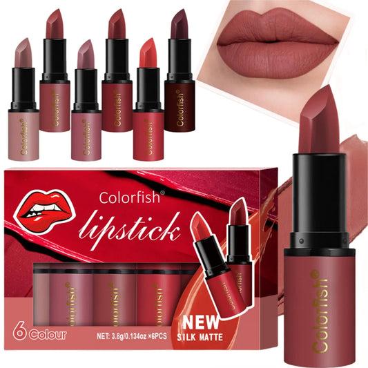 6PCS/set Velvet matte lipstick set, waterproof long-lasting non-stick cup nude lip gloss set