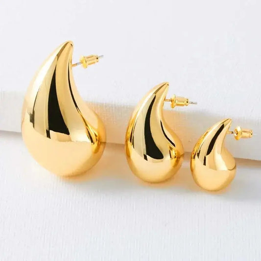 CH.KOUROSH New Trendy Plate Gold Color Chunky Waterdrop Dupes Drop Earrings for Women Personality Glossy Teardrop Earring Jewelry Gift