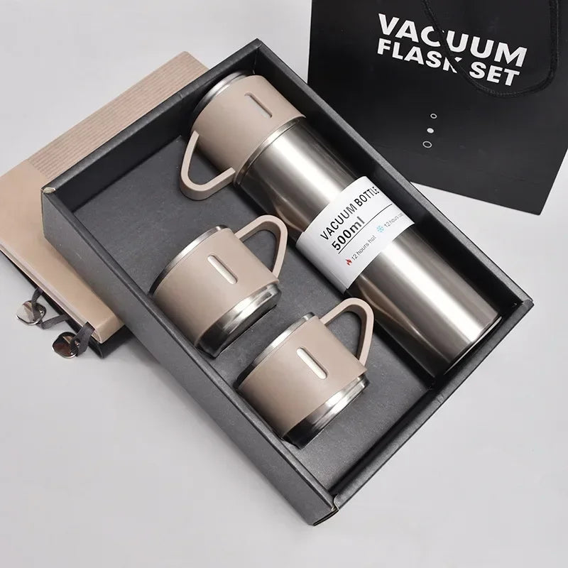 CH.KOUROSH 500ML Stainless Steel Vacuum Flask Gift Set Outdoor Hot Water Thermal Insulation Couple Cup Office Business Style Thermos Bottle