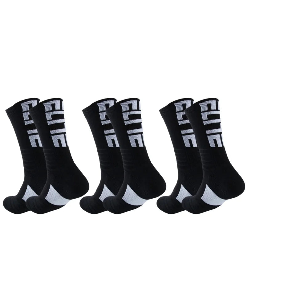 3 pairs of men's elite socks, basketball socks, looped thickened anti slip football socks, sports socks, trendy socks, and middl