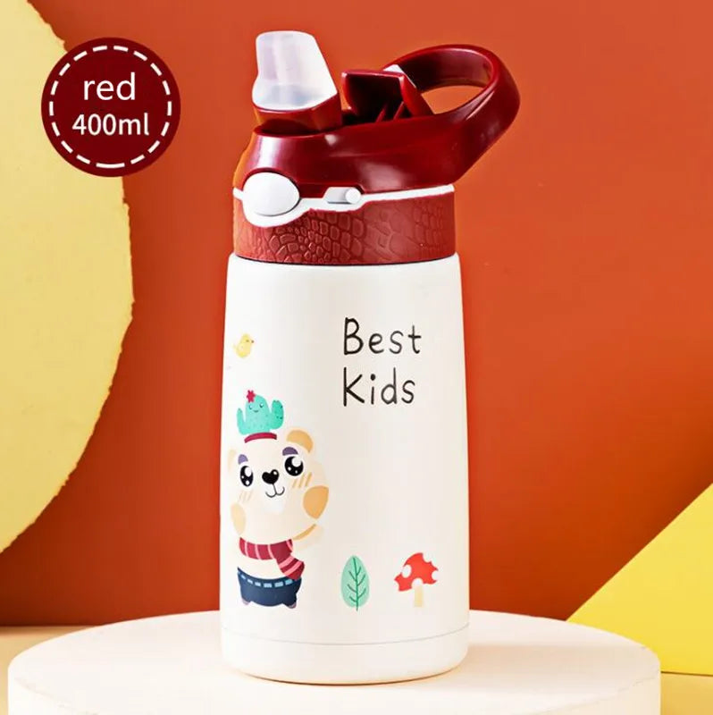 Classic Style 400ML Children Water Bottle Kids Thermos Mug Duck Billed Straw 316 Stainless Steel Vacuum Flasks Tumbler Cup