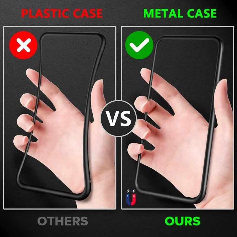 Magnetic Tempered Glass Privacy Metal Case For iphone 15 14 13 12 XR 11 Pro MAX X 7 8 6 Plus 360 Magnet Antispy Protective Cover