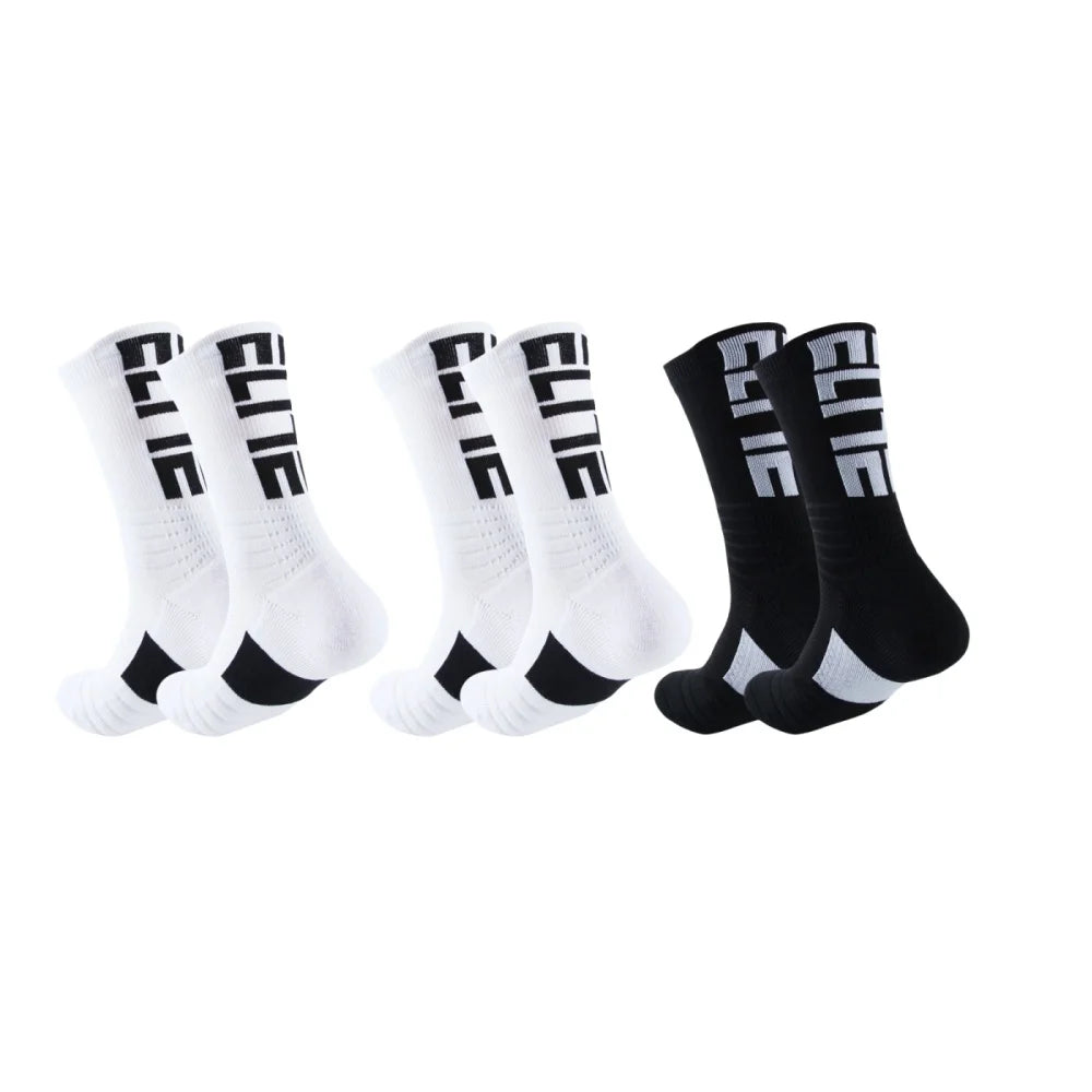 3 pairs of men's elite socks, basketball socks, looped thickened anti slip football socks, sports socks, trendy socks, and middl