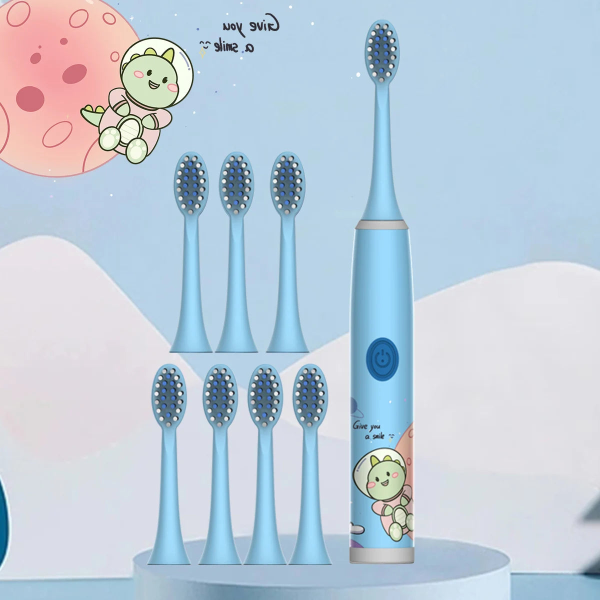 Children's Electric Toothbrush Color Cartoon Space Series Children's Soft Hair Cleaning Brush (Battery Not Included)