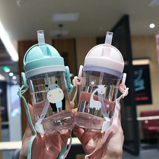 CH.KOUROSH 350ml Kids Drinking Cup Feeding Bottle With Straw Gravity Ball Wide Caliber Bottle