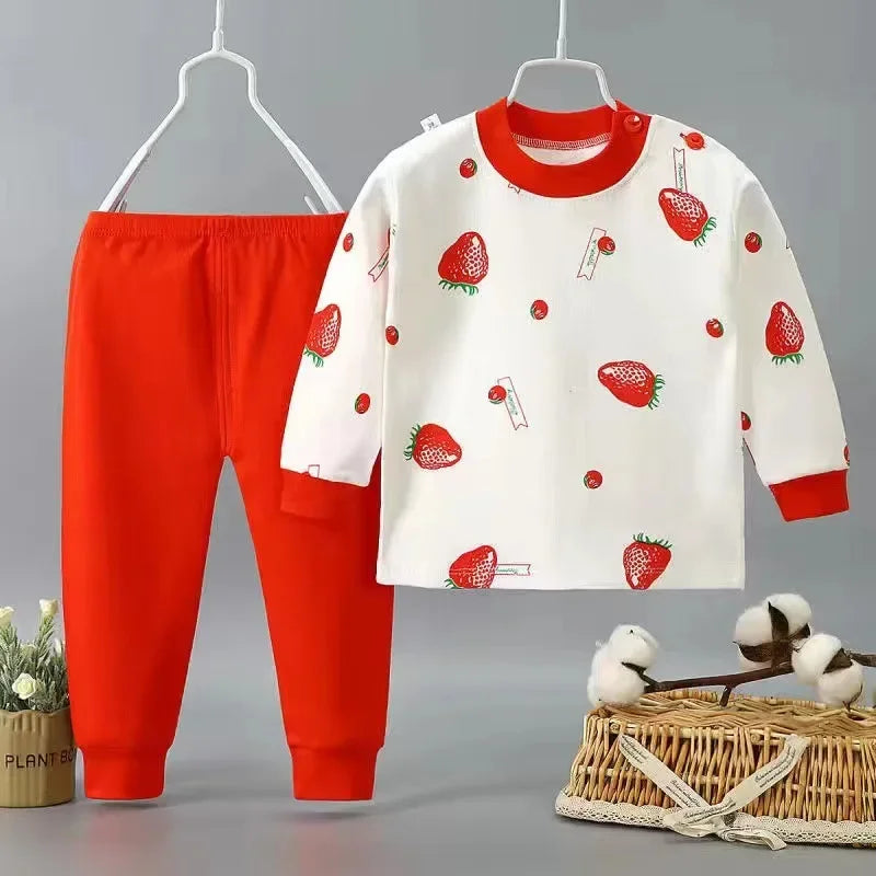 Cartoon Pajamas Suits Children's Baby Boys Girls Spring Autumn Sleepwear Home Clothes Cotton Autumn Long Trousers Kids Pijamas