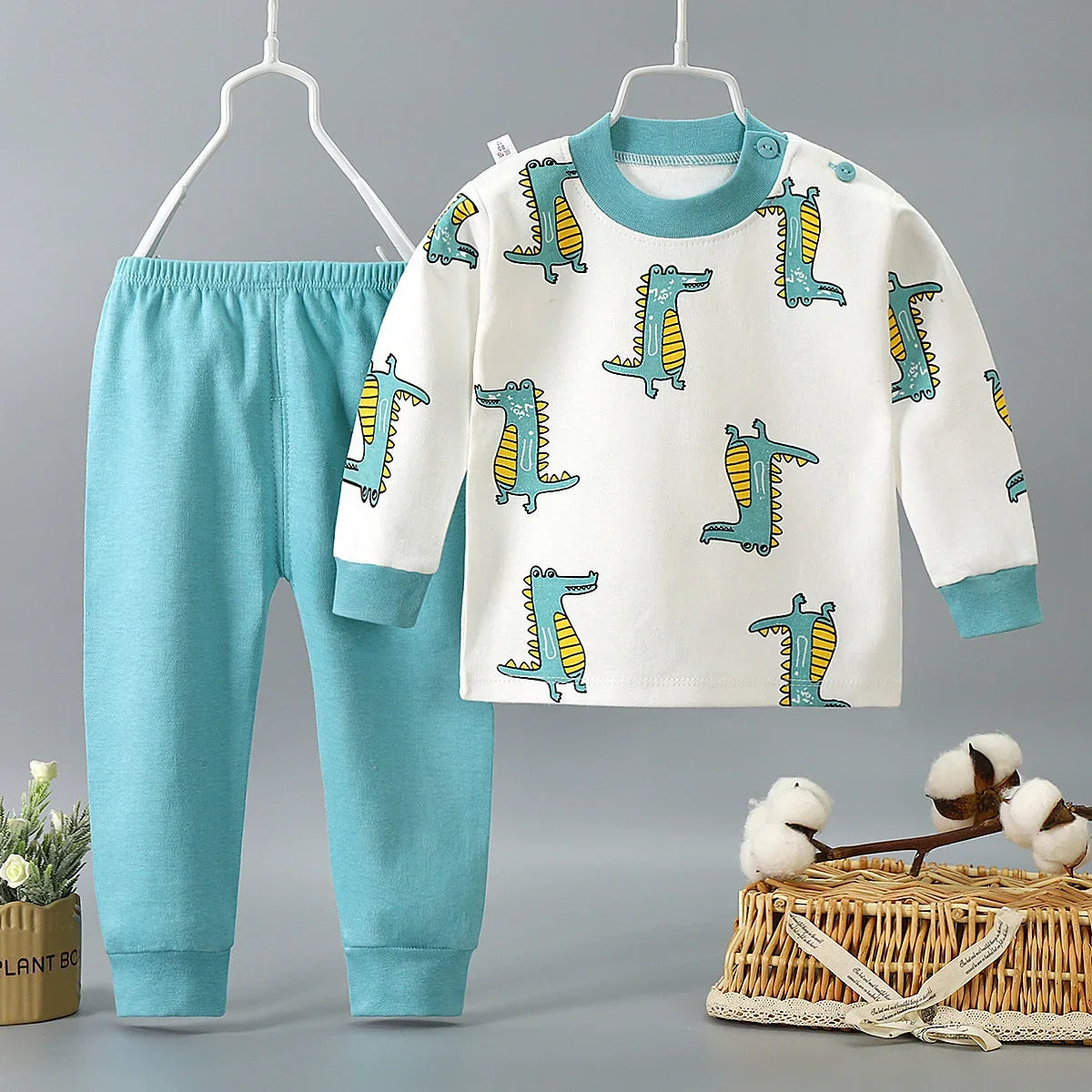 Cartoon Pajamas Suits Children's Baby Boys Girls Spring Autumn Sleepwear Home Clothes Cotton Autumn Long Trousers Kids Pijamas