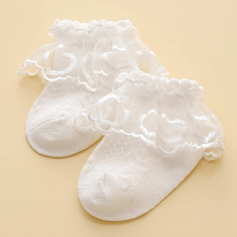 CH.KOUROSH Princess Lace Floral Baby Socks for Girls Toddler Cute White Ruffles Anti-Skid Socks Kids Dancing Socks Casual Infant Foot Socks