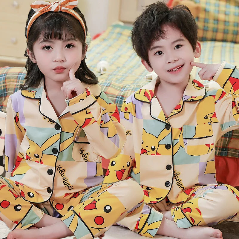 New Children's Pajamas  Long Sleeved Spring And Autumn Cartoon  Medium  Long Sleeves That Can Be Worn as Home Clothing