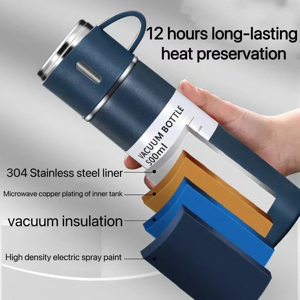 CH.KOUROSH 500ML Stainless Steel Vacuum Flask Gift Set Outdoor Hot Water Thermal Insulation Couple Cup Office Business Style Thermos Bottle