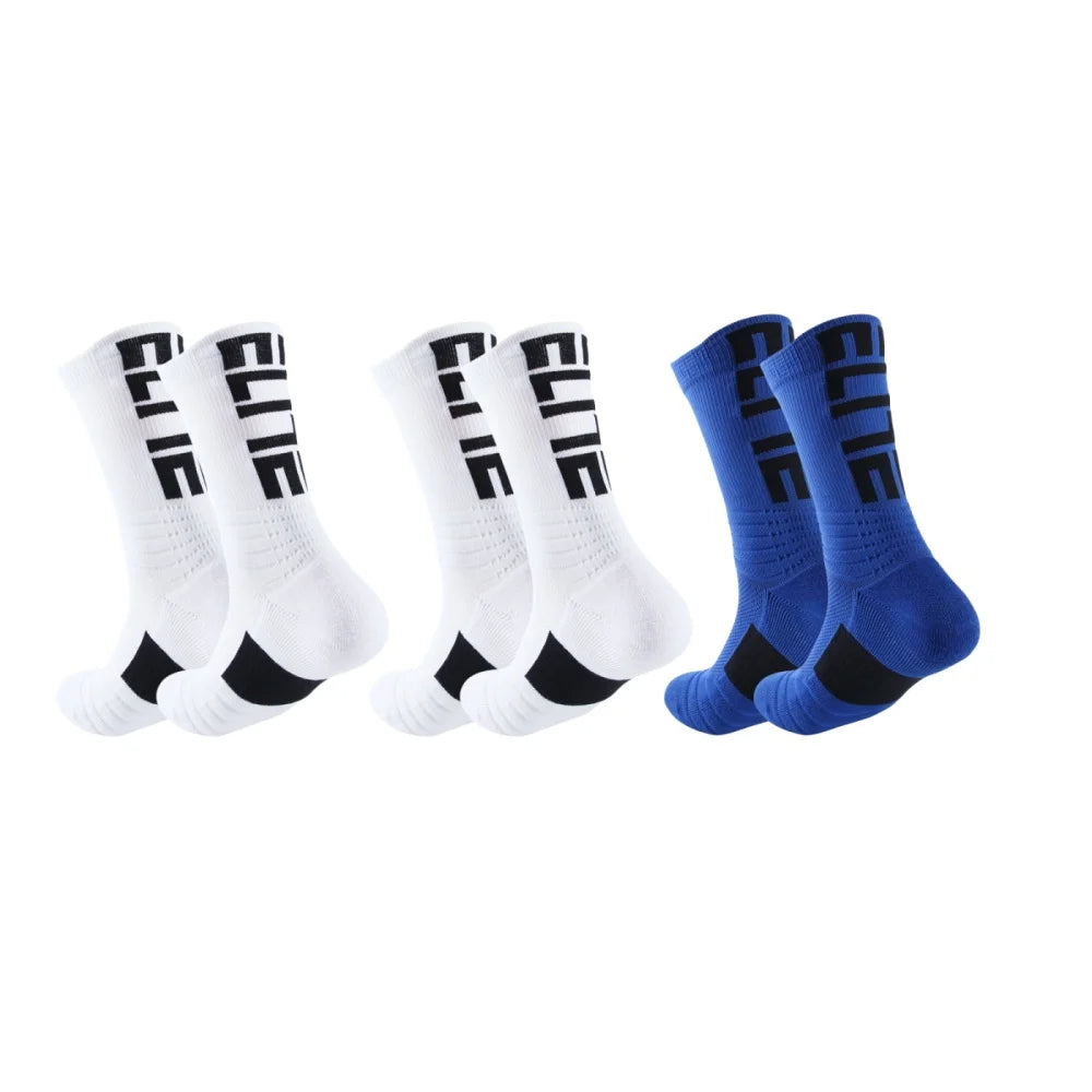 3 pairs of men's elite socks, basketball socks, looped thickened anti slip football socks, sports socks, trendy socks, and middl