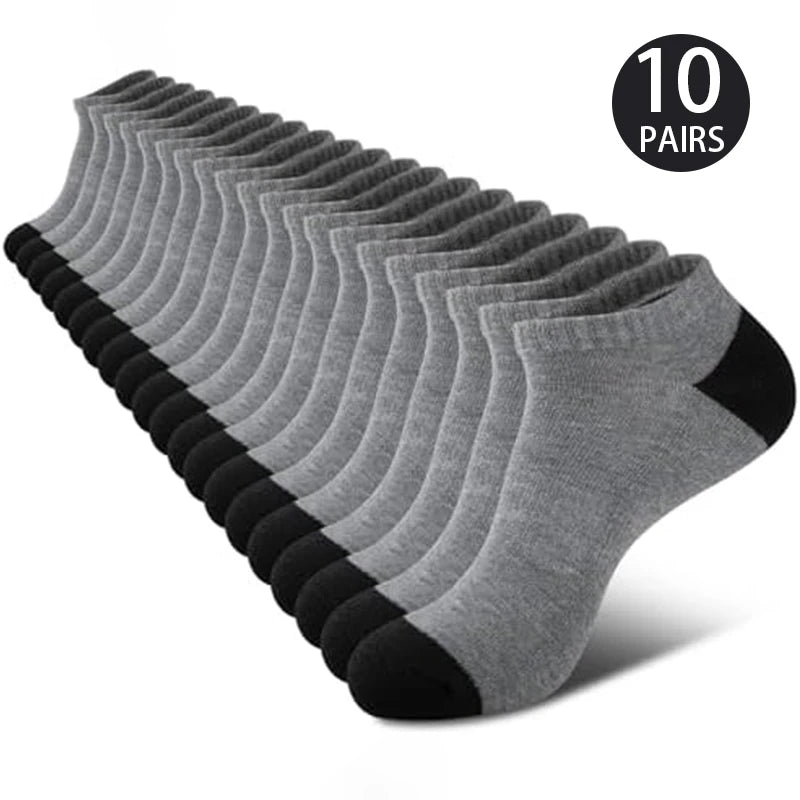 10 Pairs of High-Quality Men's Sports Fitness Running Socks For Spring and Summer Outdoor Leisure and Breathable Short Socks