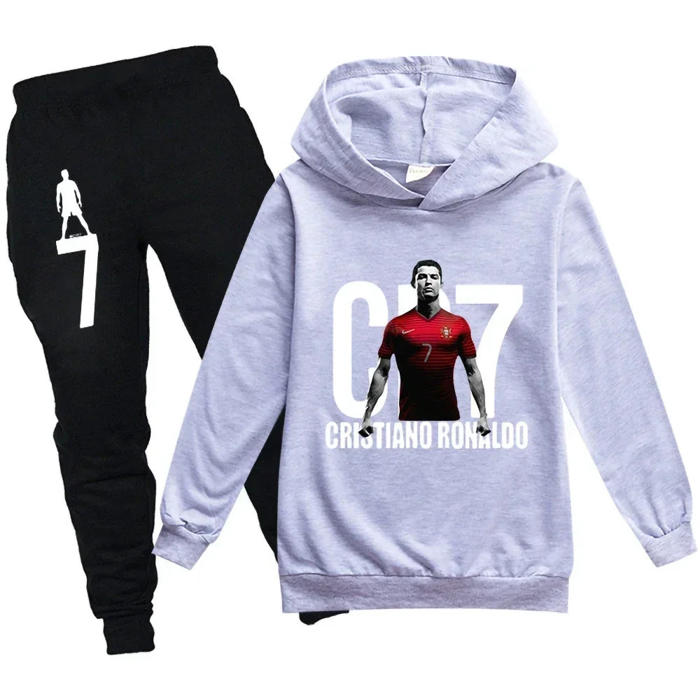 CH.KOUROSH Kid's Clothes Hoodie +Pants Suit 2pcs Set Boy Tracksuit 3-12 Years Spring Autumn Sweatshirt Set Football CR7 Children Sportsuit