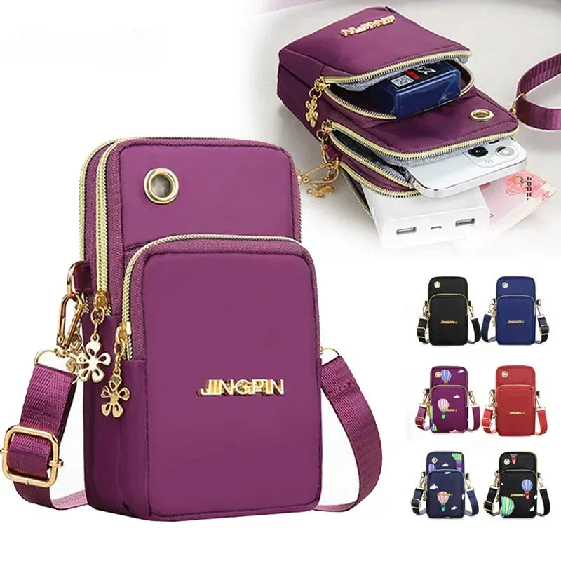 CH.KOUROSH- Mobile Phone Bag Women's Crossbody Mini Bags Fashion Mom Mommy Coin Bag Neck Hanging Running Cover Shoulder Bag 3 Layer Wallet