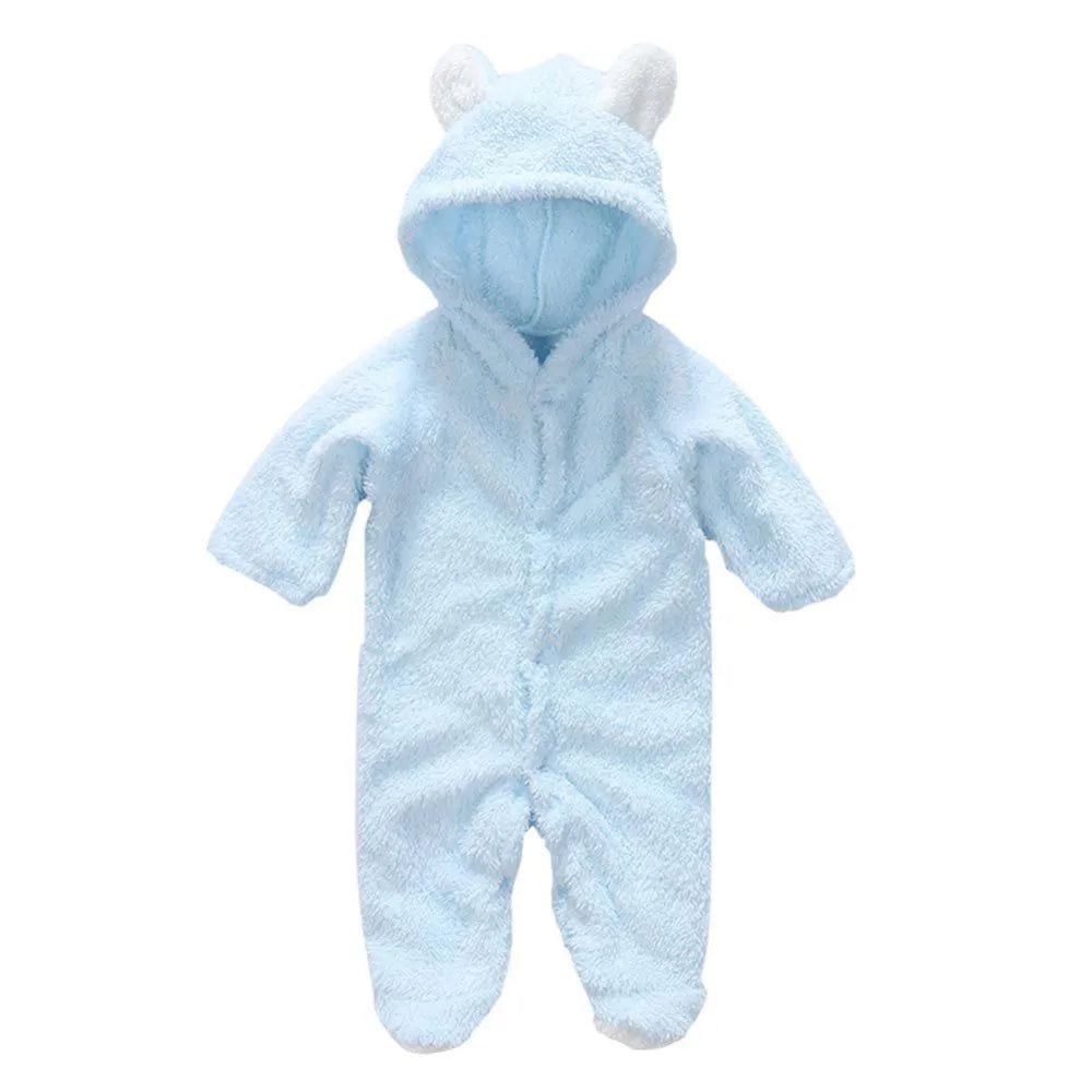 Autumn Winter Baby Romper Boys Girls Ears Hooded Long Sleeve Baby Clothes Solid Newborn  Baby Girl Clothes