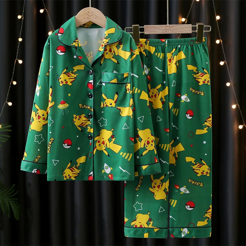 New Children's Pajamas  Long Sleeved Spring And Autumn Cartoon  Medium  Long Sleeves That Can Be Worn as Home Clothing