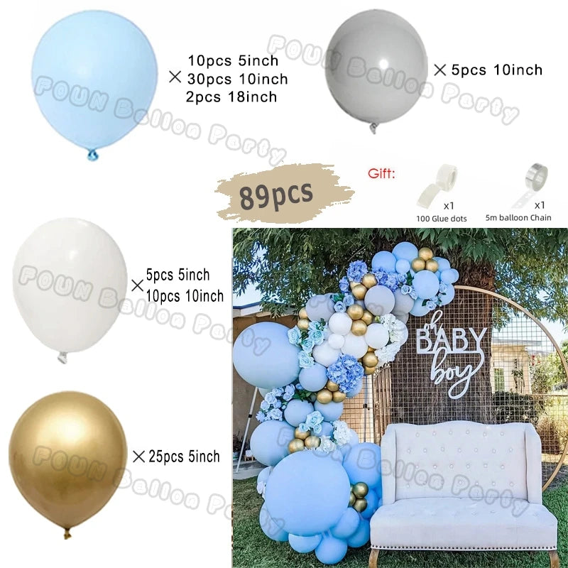 Blue Birthday Balloons Arch Kit Birthday Decorations Gold Confetti Navy Blue Baloon Boy Girl Baby Shower Wedding Baptism Decors