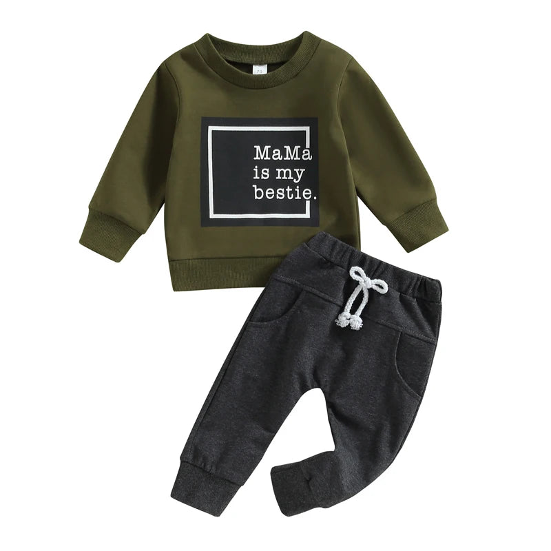 2-Piece Casual Toddler Clothing Set | Long Sleeve Pullover & Pocket Pants for Fall