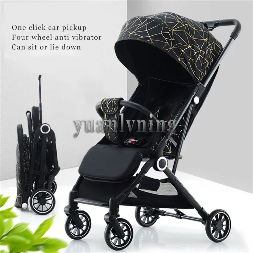 Baby Stroller Portable Lightweight Baby Shock Absorber Children's Foldable Stroller Can Sit And Lie Down For Baby 0-4 Year Old