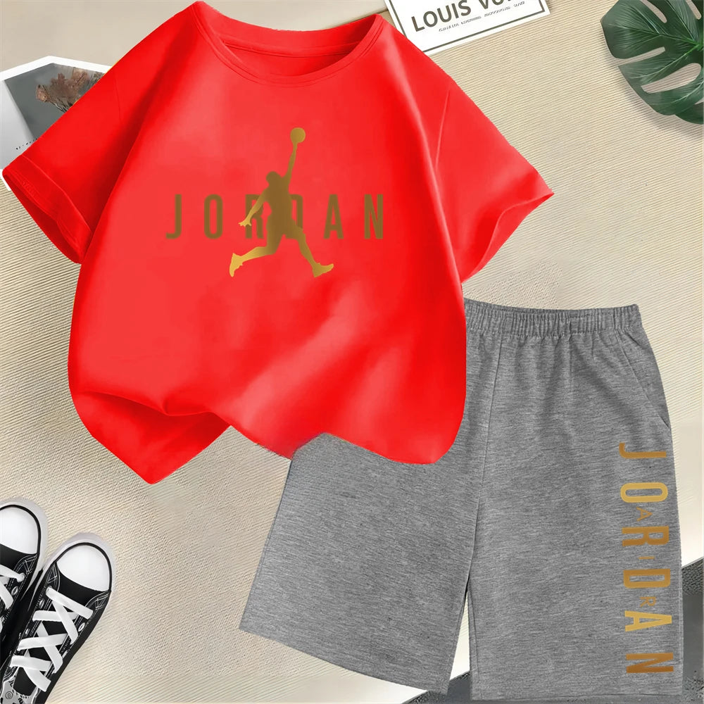 CH.KOUROSH Summer Slam Dunk Master Pattern Printed Children Short Sleeve T-shirt + Shorts 2pcs Set Kids Boy Girl Fashion Clothing Sportsuit